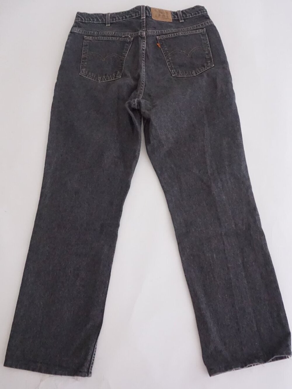 Vintage Levis Black Acid Wash Straight Leg Denim Jeans Orange Tab Cotton Size 36